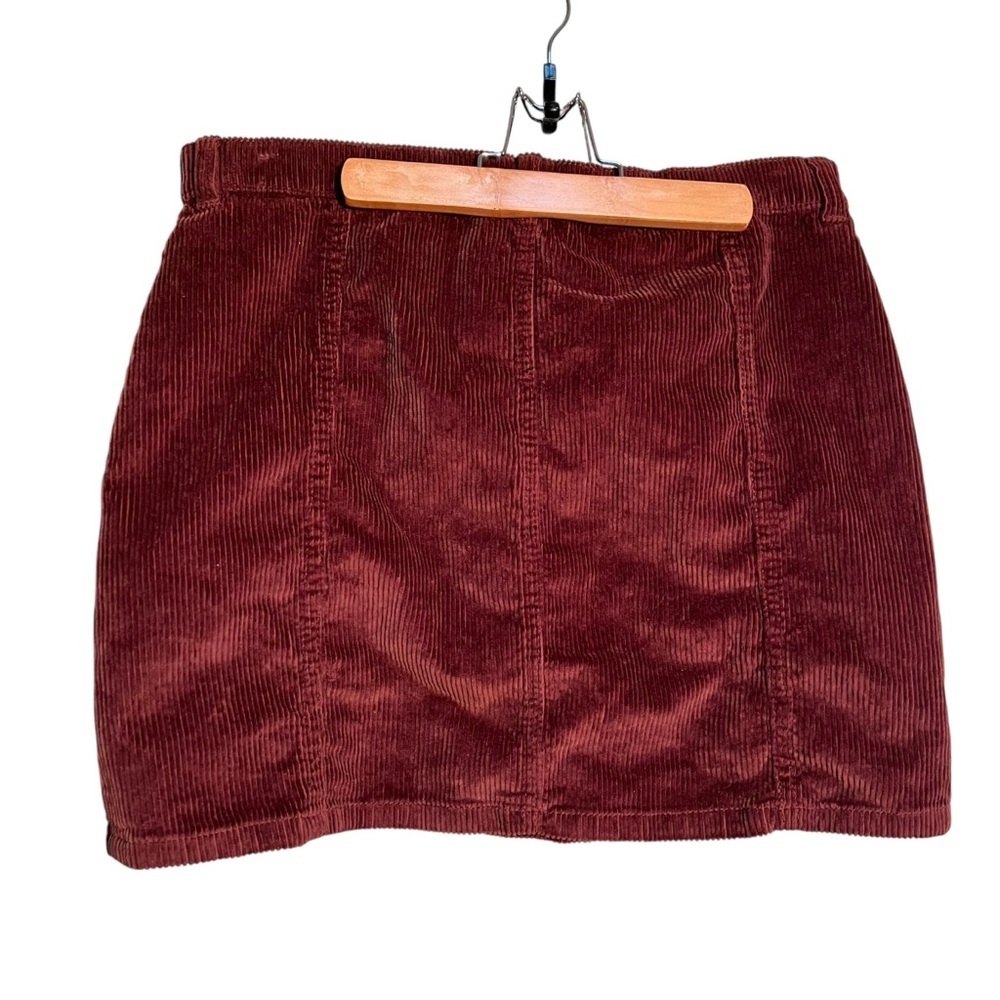 There Abouts Girls Size 16.5 Plus Corduroy Mini Skirt Rust Brown Button Back